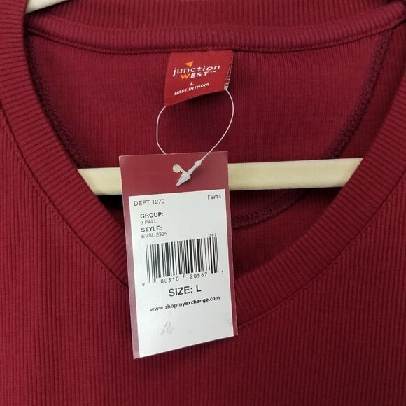 NEW Junction West Men's L V-neck Rubbed Pullover Top in Burgundy Red NWT - Picture 6 of 10